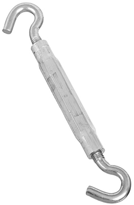 Hook/Hook Turnbuckle, Zinc, 3/8 x 10.5-In.
