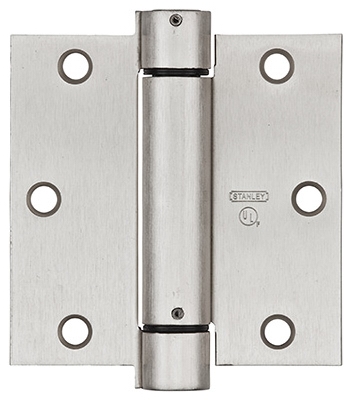 Spring Door Hinge, Adjustable, Nickel, 3.5-In.
