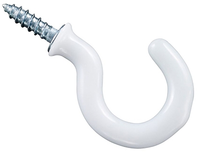 Cup Hook, White, Vinyl-Coated, 1-In., 30-Pk.