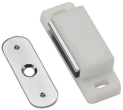 Cabinet Catch, Magnetic, Aluminum Case, White