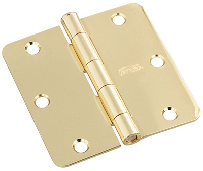 Door Hinge, Interior, Polished Brass, 3.5-In.