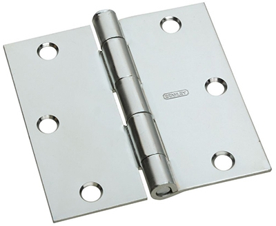 Door Hinge, Interior, Square-Edge, Zinc, 3.5-In.