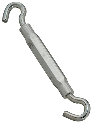 Hook/Hook Turnbuckle, Zinc, 5/16 x 9-In.