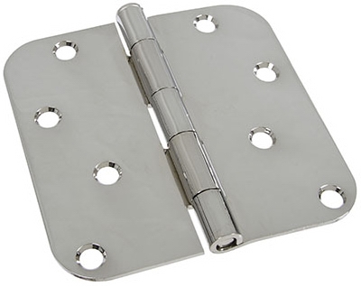 Door Hinge, Interior, Round-Edge, Polished Chrome, 4-In.