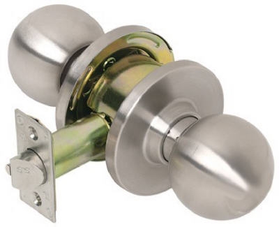 Passage Lock, Ball Knob, Satin Stainless Steel, 2.75-In. Backset
