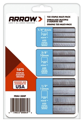Staples Multi-Pack, 1/4, 3/8 & 1/2-In, 625-Pk. Of Each