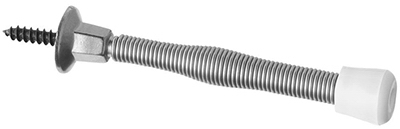 Door Stop, Spring, Satin Nickel, 3-In.