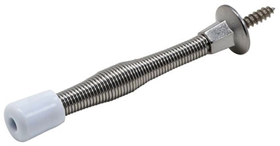 Door Stop, Spring, Satin Chrome, 3-In.