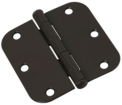 Door Hinge, Interior, Round-Edge, Oil-Rubbed Bronze, 3-In.