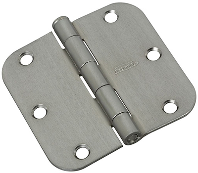 Door Hinge, Interior, Round-Edge, Satin Chrome, 3-In.