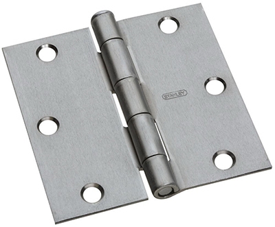 Door Hinge, Interior, Square-Edge, Satin Chrome, 3-In.