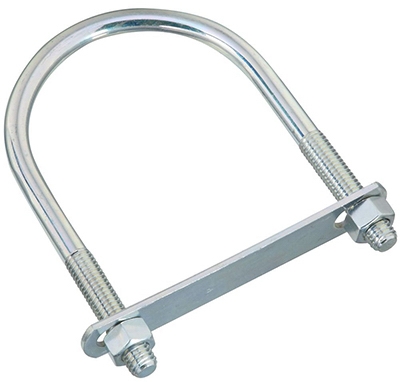 U-Bolt, With Plate Hex Nuts, Zinc, 1/2 x 4 x 6.5-In.