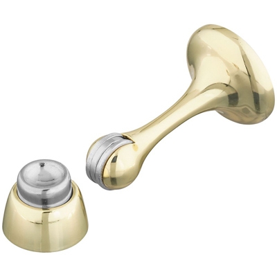 Door Stop With Catch, Magnetic, Brass, 3-In.