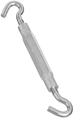 Hook/Hook Turnbuckle, Zinc, 1/4 x 7.5-In.
