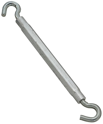 Hook/Hook Turnbuckle, Zinc, 3/8 x 16-In.