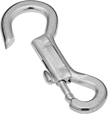 Bolt Snap, Open Fixed Eye, Zinc, 7/16 x 4-In.