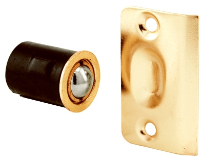Closet Door Drive-In Ball Catch With Strike, Brass-Plated