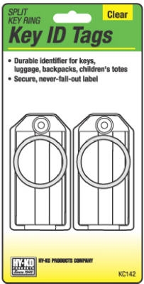 Identification Tag with Split Ring, Clear, 2-Pk.