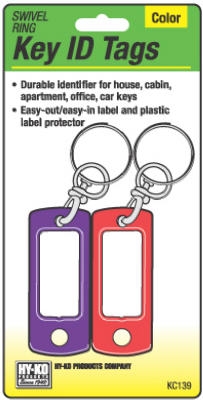 Key I.D. Tag, Swivel Ring, 2-Pk.