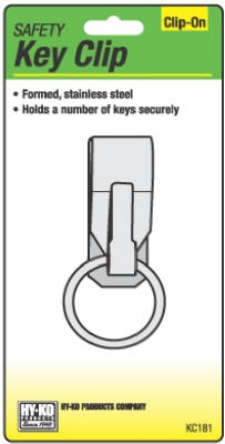 Safety Key Clip, Split-Ring, Stainless Steel