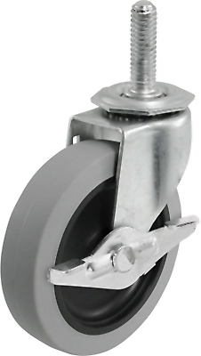TPR Threaded-Stem Caster With Brake, 3-In.