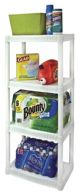 Shelving Unit, 4 Shelves, Plastic, White, 22 x 14 x 48.25-In.