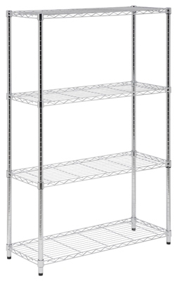 Shelving Unit, Chrome Steel, 4-Tier