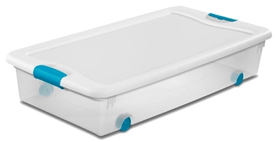 Latching Storage Box, Wheeled, 56-Qt.