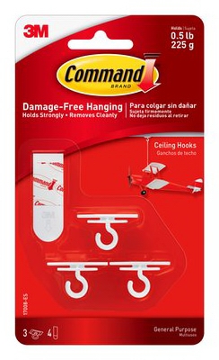 Ceiling Hooks, 3-Ct.