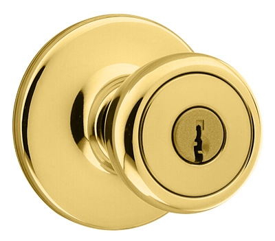 Security Tylo Entry Lockset, Polished Brass