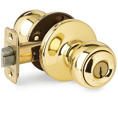 Security Polo Entry Lockset, Polished Brass