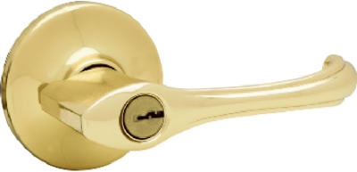 Security Dorian Keyed Entry Lever, Polished Brass