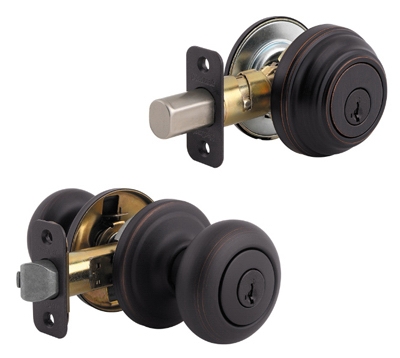 Venetian Bronze Juno Knob/ Single Cylinder Deadbolt Combo Pack