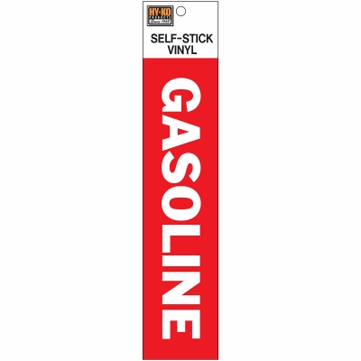 Self-Adhesive Gasoline Fuel Safety Sign, Vinyl, 2 x 8-In.