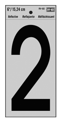 Adhesive Reflective Number 2, Vinyl, 6-In.