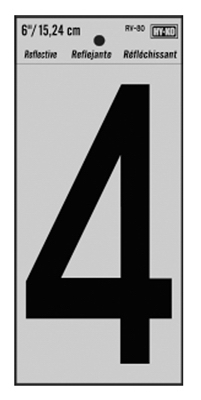 Adhesive Reflective Number 4, Vinyl, 6-In.