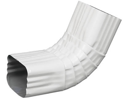 Gutter Front Elbow, Style A, 75 Degree, White Aluminum , 2 x 3-In.