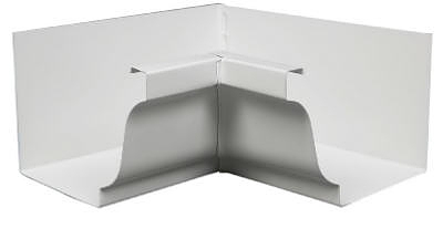 Gutter Inside Mitre, White Aluminum, 5-In.
