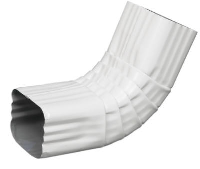 Gutter Front Elbow, Style A, 75 Degree, White Galvanized Steel, 2 x 3-In.