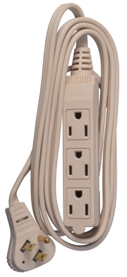 Extension Cord, 16/3 SPT-2 Beige Low Profile Cube Tap, 6-Ft.
