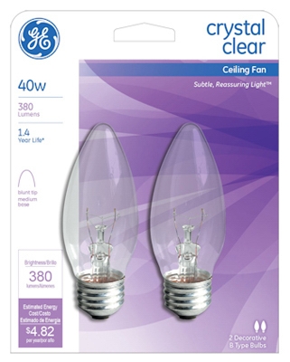 2 Pack 40-Watt Clear Torpedo Shaped Decorative  Light Bulbs