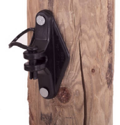 Electric Fence Insulator, Wood Post Pinlock, With Nails, Black, 25-Pk.