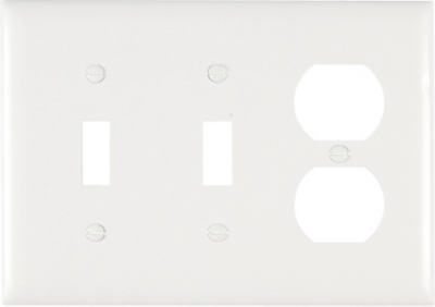 White 2-Toggle & 1-Duplex Urea Wall Plate