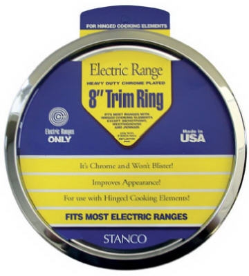 Electric Range Trim Ring, Chrome-Plated, 8-In.