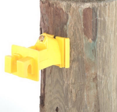 Electric Fence Insulator, Wood Post, Snug-Fit, Yellow, With Nails, 25-Pk.