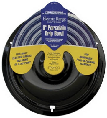 Electric Range Drip Bowl, Plug-In Element, Black Porcelain, 8-In.