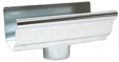 End Piece With Drop For 5-In. Gutter, Mill Finish Galvanized Steel