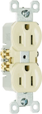 Standard Duplex Outlet, Ivory, 2-Pole, 3-Wire Grounding, 15-Amp., 125-Volt