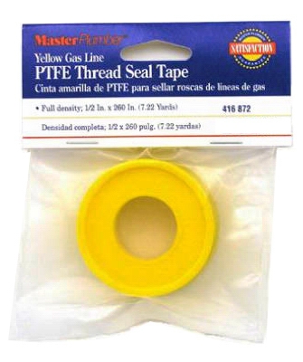 Yellow Gas Line Pipe Thread Seal Tape, 1/2 x 260-In.