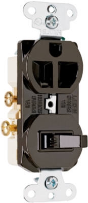 Brown 2-Pole 3-Wire Grounding Combo Switch & Outlet